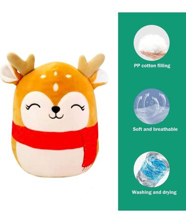 Cute Christmas Reindeer Soft Plush Toy - Xmas Reindeer Pillow Doll for Kids, Boys, Girls - Kawaii Stuffed Animal Gift - Christmas Home Decoration - Buy Online on GoSupps.com