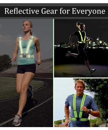 Famnosta Running Reflective Vest Gear 3 Pack  Adjustable Safety Vest High Visible Reflective Belt Straps Night Walking Vest Green Blue Pink - Buy Online on GoSupps.com