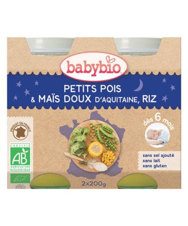BabyBio - Evening menu: Peas-Corn-Rice 2x200g