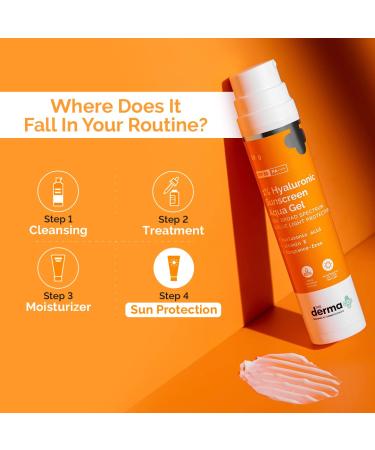 1% Hyaluronic Sunscreen Aqua Gel SPF 50 | Broad Spectrum UVA/B & Blue Light Protection | Lightweight Quick Absorbing | Vitamin E | 50g - Buy Online on GoSupps.com