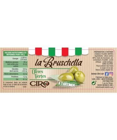 CIRO BRUSCHETTA GREEN OLIVES 180 G - Buy Online on GoSupps.com