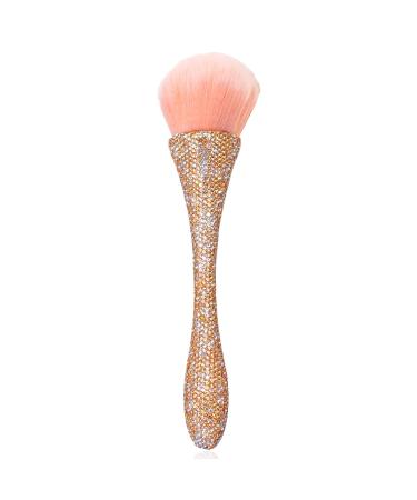 XEAOHESY 1pc Gold Mineral Powder Brush Inlay Gold Clear Rhinestones Blush Brush Soft Fluffy Foundation Brush Large Face Powder Makeup Brushes Kabuki Brush for Powder Cosmetic Nail Dust Brush