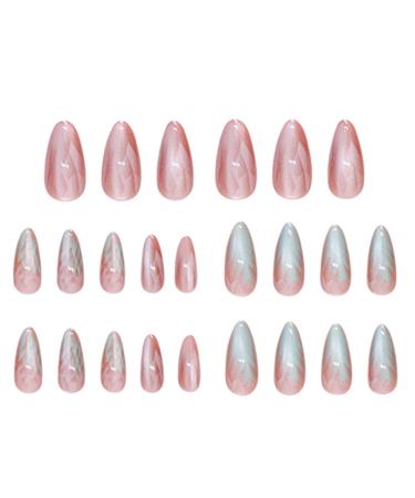 Artificial Nails - Ombre False Nails Almond 12 Sizes Cat Eye Artificial Press On Nails Includes Nail File For Woman Nail Art
