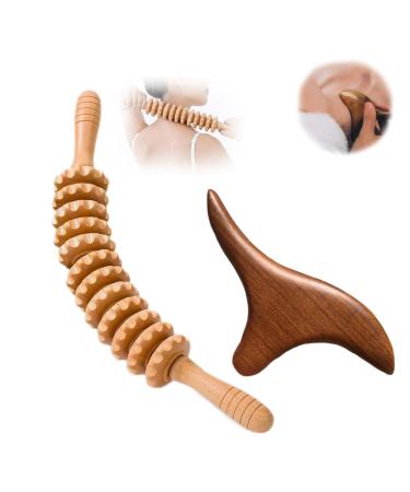 2 pieces of massage roller wood back massage roller massage device wood massage tool massage sticks trigger point massage wood suitable for neck legs back body
