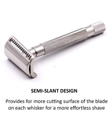 Buy Parker Semi Slant Safety Razor with 5 Premium Double Edge Blades Satin Chrome | International Shipping - Buy Online on GoSupps.com