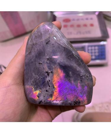 Natural Crystal Rough Natural Purple Light Labradorite Quartz Flame Stones Display Gem Stones GiftsDecor Minerals Can be Used for (Size : 300-400g) (Size : 400-500g)