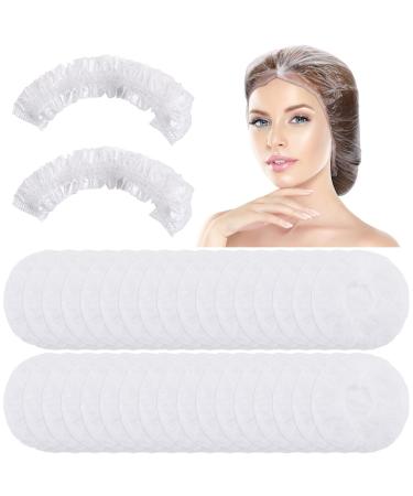 Wllhyf 100 pieces disposable shower caps waterproof hair bath caps thickening elastic bath cap plastic transparent haircaps for spa bathroom hair treatment at home hotel portable trips white - Buy Online on GoSupps.com