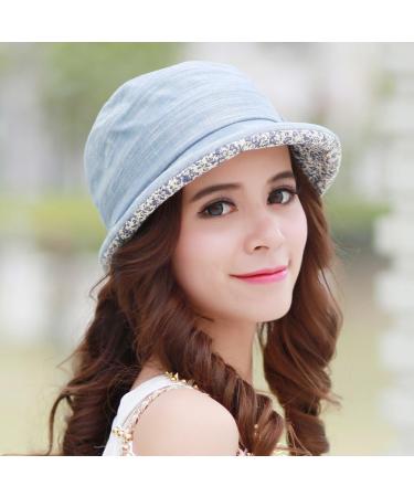 CACUSS Women's Foldable Floral Bucket Hat with Bowknot - Blue | Stylish Sun Protection - Buy Online on GoSupps.com