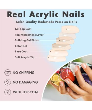 Hot Pink Press on Nails - Medium Square Coffin Style | Thick Reusable Gel Acrylic False Nails | 24 Glossy Solid Color Set - SXVME - Buy Online on GoSupps.com