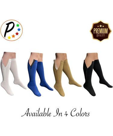 Premium Navy Compression Socks 20-30 mmHg for Leg Swelling | Closed Toe YKK Zipper - International Shipping Available - Buy Online on GoSupps.com