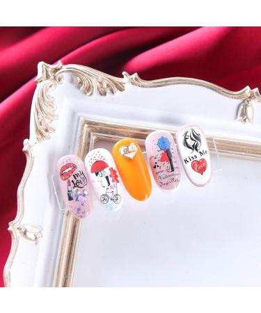 12 Sheets Nail Stickers Kalolary Water Transfer Nail Art Sticker Decals Lips Women Girl Colorful Slider for Dating Decor Manicure Nail Art Decorations - Buy Online on GoSupps.com