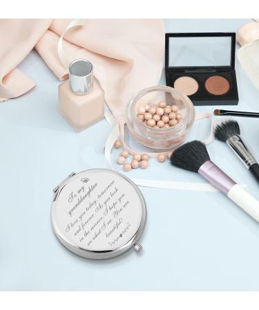 Personalized Cute Engraved Travel Makeup Mirror for Granddaughter - Ideal Gift for Birthday or Graduation from Grandma & Grandpa - Buy Online on GoSupps.com