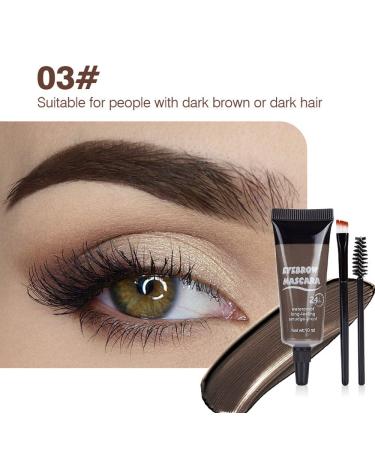 2 Pcs Waterproof Thickening Brow Mascara for Dark Hair | High Color Rendering Brow Gel with Eyebrow Brush | 48H Semi-Permanent Tinted - Dark Brown - Buy Online on GoSupps.com