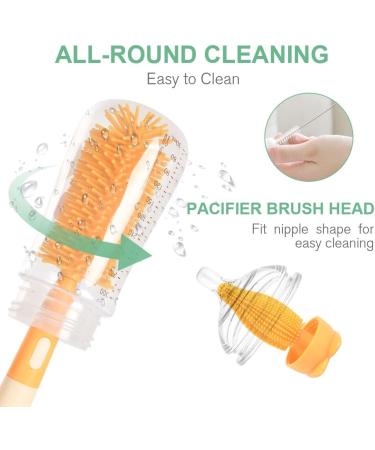 Vicloon 2 in 1 Baby Bottle and Teat Cleaning Brush - Silicone Cleaner for Water Bottles, Glass Cups, and Thermoses | Yellow Penguin - Buy Online on GoSupps.com