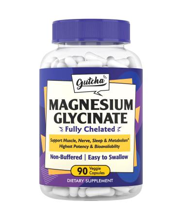 Gutcha Magnesium Glycinate 160 mg of Elemental Magnesium per Serving High Absorption for Occasional Leg Cramps Relaxation Support Sleep & Metabolism Non-GMO Easy to Swallow 90 Vegan Caps