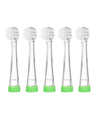 TEETECK 5 Pack Baby Soft Toothbrush Replacement Heads Compatible with Papablic BabyHandy/Gina/Debby/Arya Compatible with Brush-Baby BabySonic Series for 0-3 Years Old