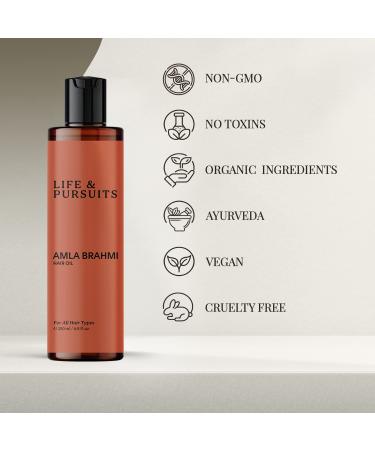 Organic Life & Pursuits Amla Brahmi Hair Oil - 6.76 oz for Healthy Hair Growth | Coconut, Castor & Sesame Oil Blend | Natural and Organic | Packaging May Vary - Buy Online on GoSupps.com