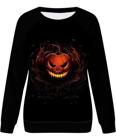 Halloween Costumes Printed Fashionable Casual Long Sleeved Zipper Round Neck Hoodies Sweater Tops Lightweight Black Medium - Buy Online on GoSupps.com