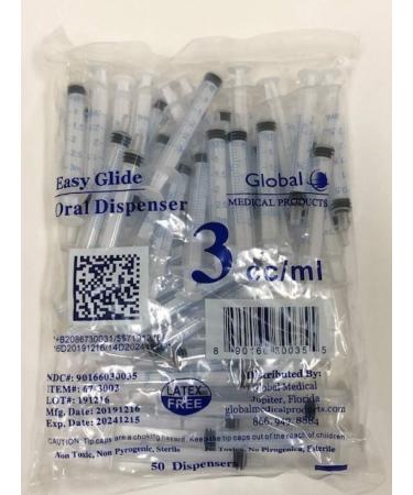 Easy Glide 3ml Oral Syringe - 50 Count with Luer Slip Caps - Ideal for Oral Medicine and Home Care - Buy Online on GoSupps.com