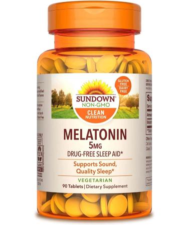 Sundown Naturals Melatonin 5 mg - 90 Sleep Aid Tablets for Restful Sleep - Buy Online on GoSupps.com