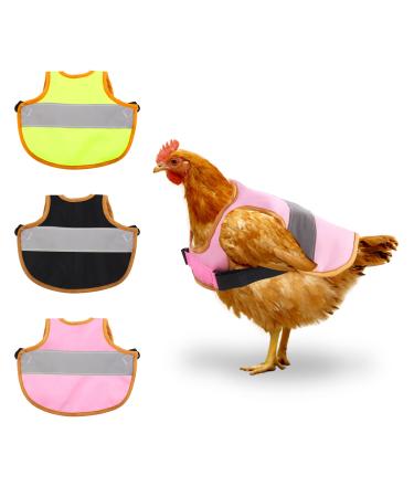 Vehipa 3 Pcs Hen Reflective Vest ,Adjustable Chicken Harness Hen, Poultry Chicken Hen Saddle Apron Feather Protection Holder for Chicken Geese Duck