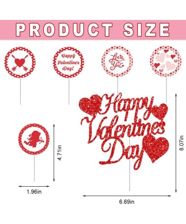 Estivaux Valentines Love Hearts Cupcake Toppers Glitter Red Cake Picks Love Cupid Angel Cake Toppers Circle Banner Cupcake Decorations for Valentine's Day Anniversary Wedding Party Decorations Style 2: Vn Glitter Words - Buy Online on GoSupps.com