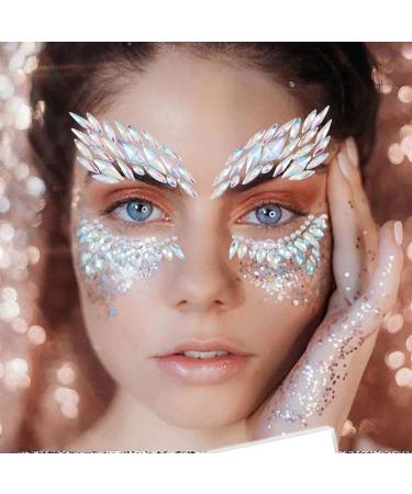 Buy Mermaid Face Stickers & Gems | Festival Body Jewels | Rhinestone Temporary Tattoos for Women & Girls - 2 Sets - Buy Online on GoSupps.com
