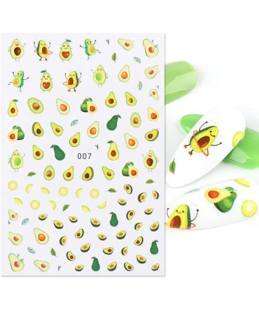 DIY Decoration Green Color Anime Cartoon Avocado 3D Design Nail Stickers Sliders Decals(007) - Buy Online on GoSupps.com