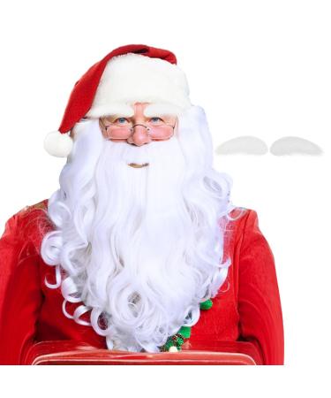 Festive Santa Wig Beard Eyebrow Set Realistic Heat Resistant Comfortably Adjustable for Christmas Cheer