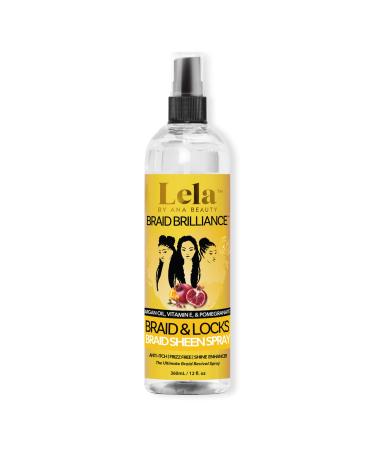Lela Beauty Braid & Locks Braid Sheen Spray - Frizz-Free Shine Moisture & Conditioning for Braids & Locks Enriched with Coconut & Argan Oil 360mL/12.2 fl oz