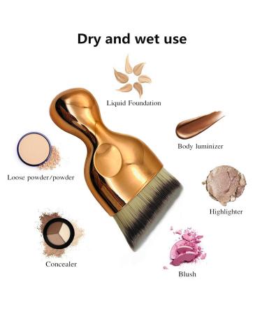 Angled Flat Foundation Brush - High Density Kabuki Makeup Brush for Liquid and Powder Foundation - Rose Gold - Buy Online on GoSupps.com