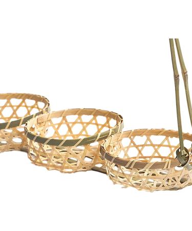 Ioensy Bamboo Food Serving Basket Food Basket Bread Basket Fruit Plate for Picnics Table Three basket - Buy Online on GoSupps.com