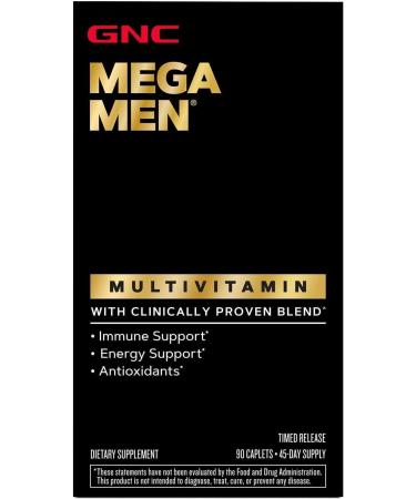 GNC Mega Men Multivitamin Caplets Clinically Proven to Feel Better Immune Support Energy Support B Vitamins Vitamin D-3 Timed Release 90 Caplets - Buy Online on GoSupps.com