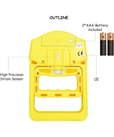 GRIPX Digital Hand Dynamometer - Automatic Grip Strength Meter | 198 lbs / 90 kg - Yellow | International Shipping - Buy Online on GoSupps.com