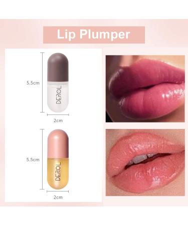 DEROL Lip Plumper Set - Natural Lip Enhancer Gloss & Care Serum for Fuller Lips - Hydrating Mask to Reduce Fine Lines - Day & Night Lip Care - Set of 2 - Buy Online on GoSupps.com
