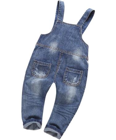 KIDSCOOL SPACE Baby & Little Boys/Girls Water Washed Ripped Soft Denim Overalls 3-4 Years Blue-1884 - Buy Online on GoSupps.com
