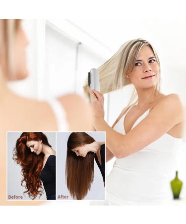 Buy Cordless Hair Straightener Brush | Portable Negative Ion Hot Hair Brush with LCD Display | Rechargeable 360 Anti-Scald for Women - Ideal for Travel (White - Buy Online on GoSupps.com