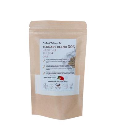 Kaolin White Clay + Tulsi + Oats - Soothing Moisturizing and Purifying Face Mask for Dry and Sensitive Skin - 100% Natural | Ternary Blend 303 - 100g