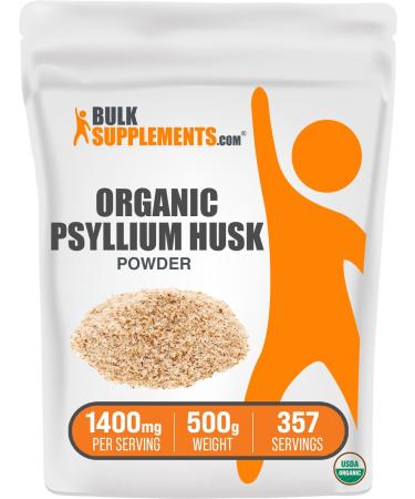 BULKSUPPLEMENTS.COM Organic Psyllium Husk Powder - Fiber Supplement Psyllium Husk Fiber Psyllium Husk Powder for Baking - Organic & Gluten Free 1400mg per Serving 500g (1.1 lbs) 1.1 Pound (Pack of 1)