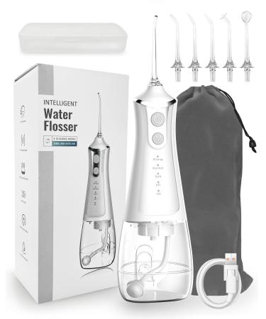 Water Flosser 4 Modes DIY Electric Water Flossers for Teeth Cordless 300ML & 5 Jet Tips Power Flossers Irrigators IPX6 Waterproof Dental Teeth Cleaner Water Floss USB Rechargeable for Home Travel