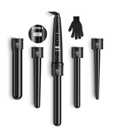 Curling Wand Iron 5 in 1 Barrels with PTC 80 C-230 C Temperature Control LCD 5 in 1 Black