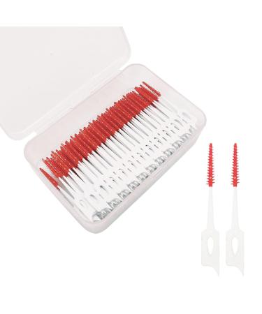 Skhaovs 230 pieces of interdental spaces double -sided toothpick soft silicone interdental brush double -ending interdental brush made of soft silicone toothpick for tooth cleaning (light red)