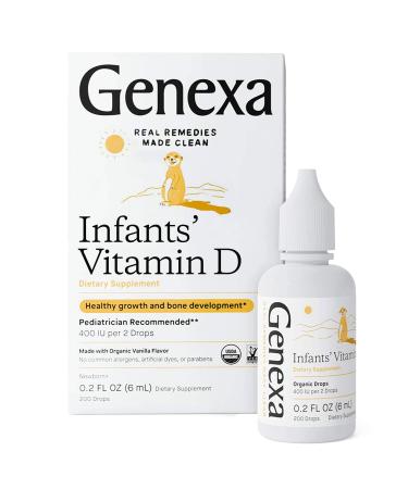 Genexa Infant Vitamin D3 Newborn+ Organic Vanilla  400 IU 90 Drops 0.10 fl oz (3 ml)