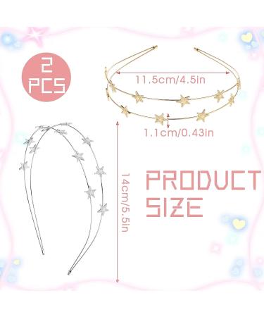 WLLHYF 2 Pieces Star Headbands for Women Girls Star Rhinestone Hair Hoop Pearl Headwear Wedding Headpiece for Bride Hair Bands Accessories (double layer gold/double layer silver) - Buy Online on GoSupps.com