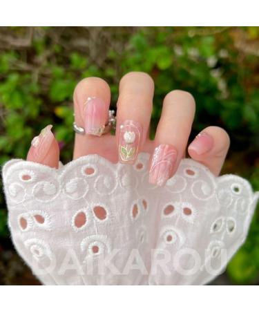 Three Dimensional Tulip Powder Blusher Halo Dye Nail Patch Nail Enhancement Finished Product Self-Adhesive Nail Stick Wear Nail (Size : M Color : A) - Buy Online on GoSupps.com