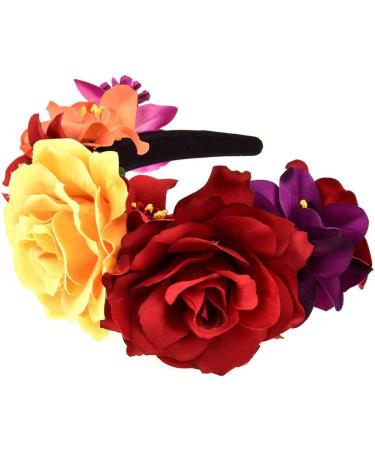 Winslet Flower Headband - Wedding Hair Wreath Crown for Women & Girls | Red Rose Flower Hair Accessory for Weddings & Parties - Buy Online on GoSupps.com