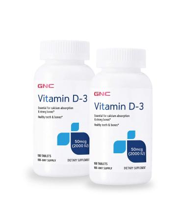 GNC Vitamin D-3 2000 IU - Twin Pack 180 Count (Pack of 2)