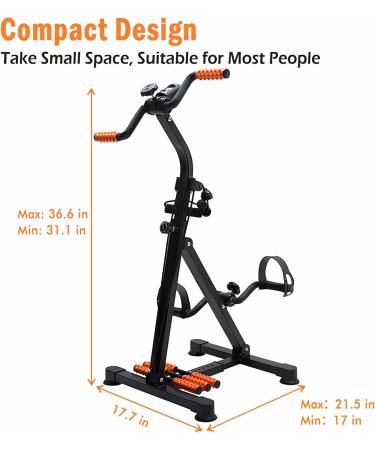 GOREDI Foldable Pedal Exerciser - Portable Under Desk Bike for Arm/Leg Workout - Mini Exercise Bike for Office & Seniors - LCD Monitor - Black/Orange - Buy Online on GoSupps.com