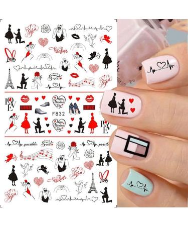 DIY Manicure Year Sliders Wrap Decals Nails Stickers 3D Valentines Lover Flowers Letter Heart(F-833) - Buy Online on GoSupps.com