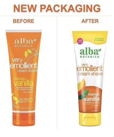 Alba Botanica Very Emollient Cream Shave - Mango Vanilla 8 oz | Smooth Shaving Cream - Buy Online on GoSupps.com